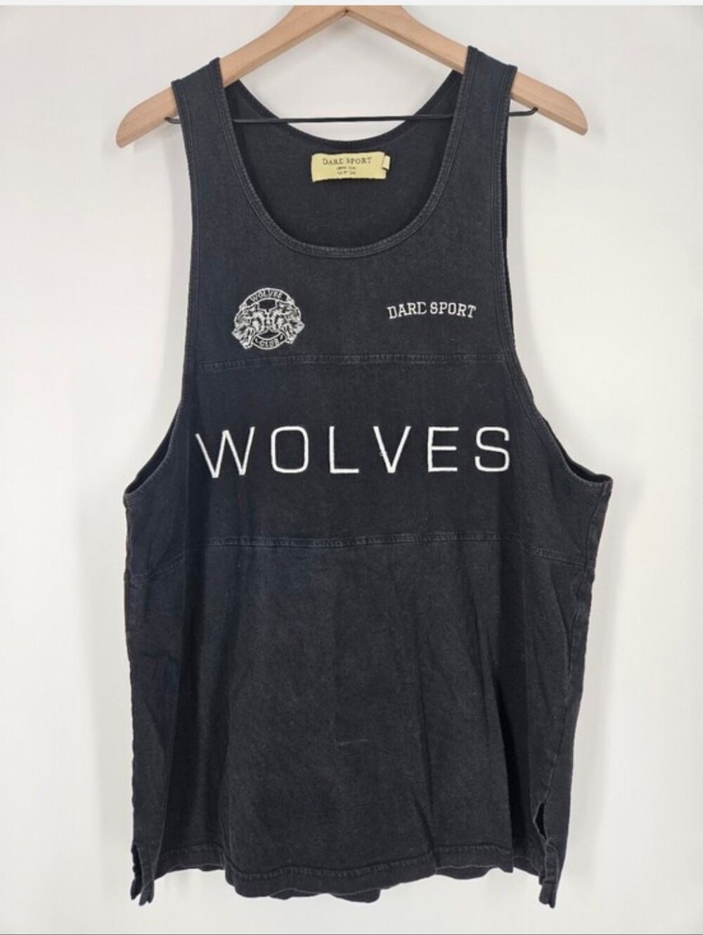 Darc Sport Civil Regime Black Cotton Embroidered Wolves Tank Top